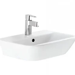 Sanindusa Lavabo mural céramique traditionnelle Look 60x45 blanc (robinet et vidage non inclus)