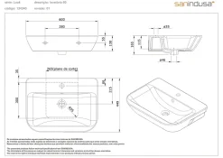 Sanindusa Lavabo mural céramique traditionnelle Look 60x45 blanc (robinet et vidage non inclus)
