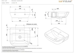 Sanindusa Lavabo mural céramique traditionnelle Look 46x42 blanc (robinet et vidage non inclus)