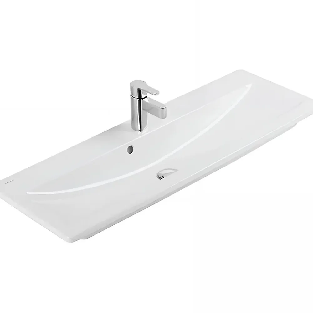 Sanindusa Lavabo mural céramique traditionnelle Look 83x46 blanc (robinet et vidage non inclus)
