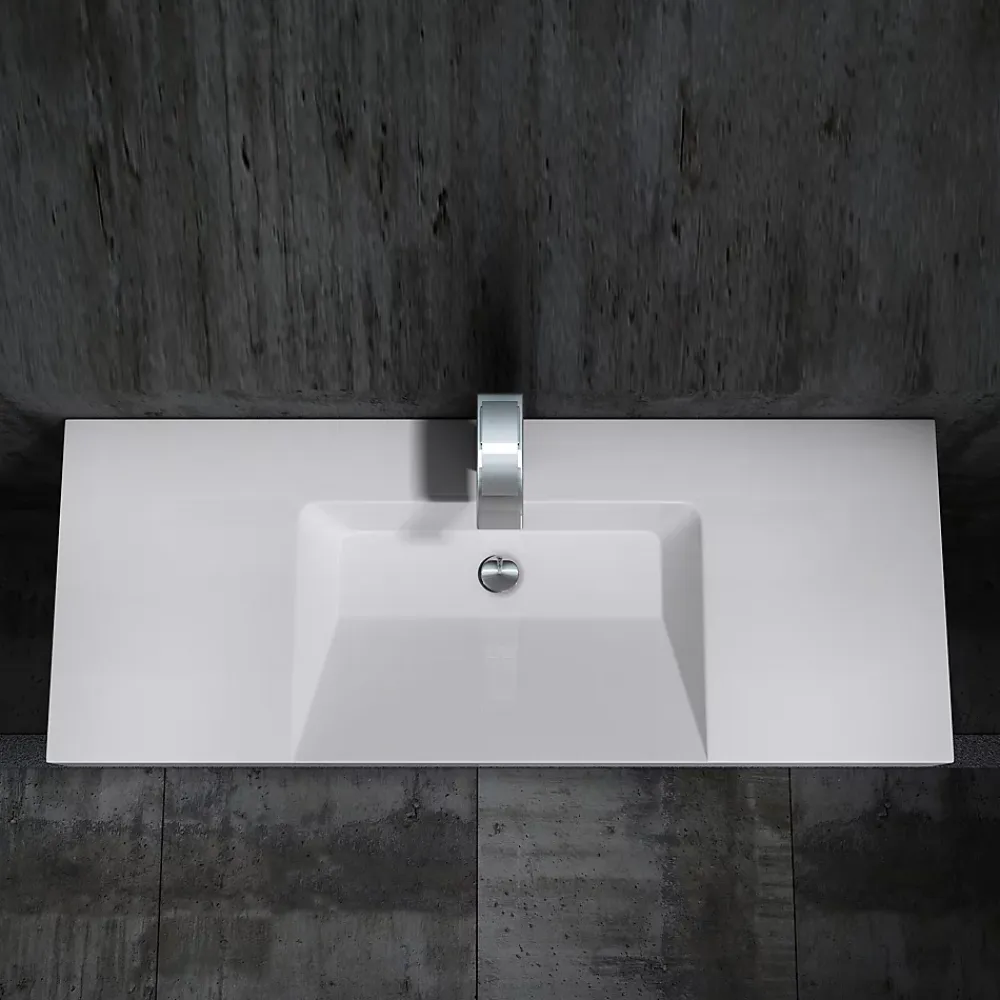 Lavabo|Bernstein Lavabo mural design 122x48x13,5cm en marbre coulé - BS6036 - blanc