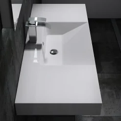 Lavabo|Bernstein Lavabo mural design 122x48x13,5cm en marbre coulé - BS6036 - blanc