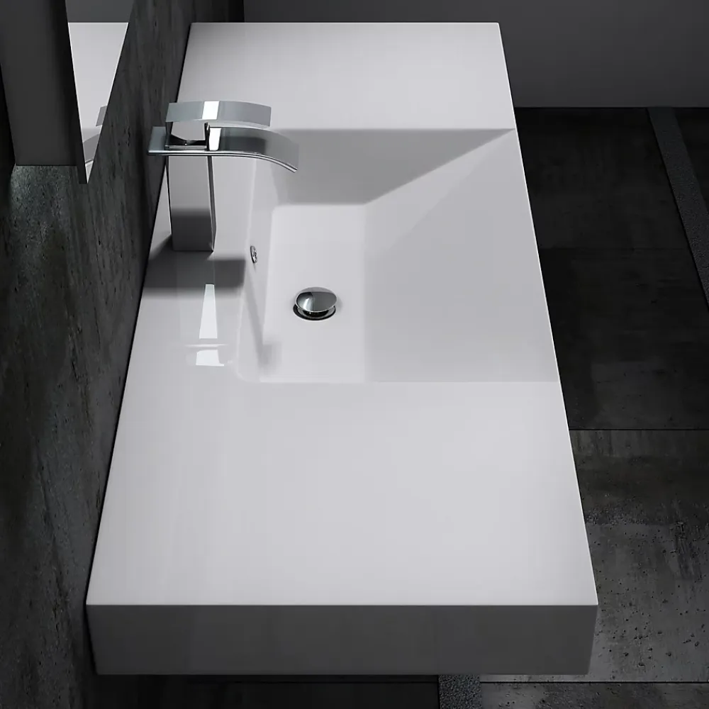 Lavabo|Bernstein Lavabo mural design 122x48x13,5cm en marbre coulé - BS6036 - blanc
