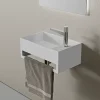 Bernstein Lavabo mural en fonte minérale 50x30x20cm - blanc mat - avec porte-serviettes intégré - PB2078