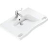 Lavabo|Sanindusa Lavabo mural PMR extra plat galbé normes handicapé porcelaine vitrifée NewWCCare 76x52 blanc avec trop plein