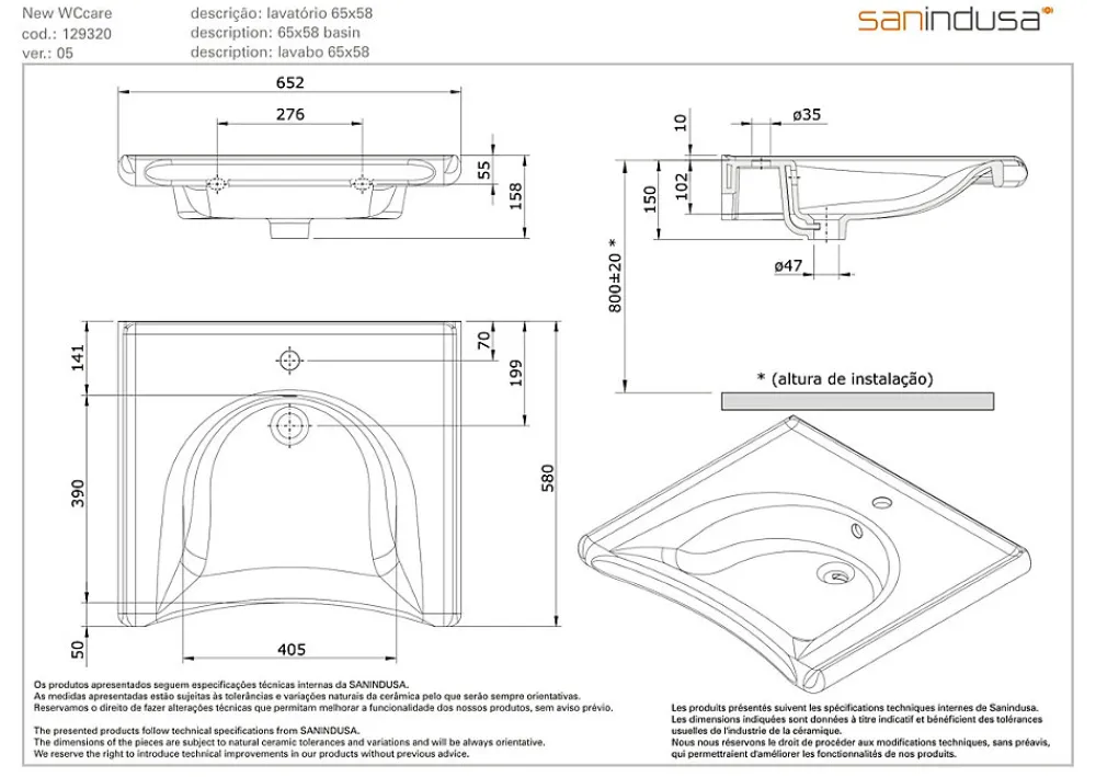 Lavabo|Sanindusa Lavabo mural PMR extra plat galbé normes handicapé porcelaine vitrifiée NewWCCare blanc 65x58 avec trop plein