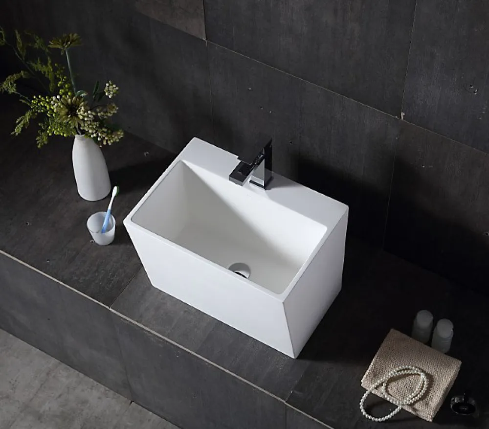Lavabo|Bernstein Lavabo mural suspendu design 50x35x40cm en fonte minérale - TW18