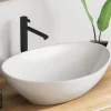 Nature Pro Lavabo ovale avec effet lotus Vasque à poser sans trou pour robinet blanc pur, 41 x 33 x 14,5 cm