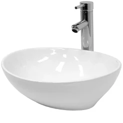 Vasque À Poser|ECD Germany Lavabo ovale en ceramique vasque a poser lave-mains salle de bain 410x330x142mm