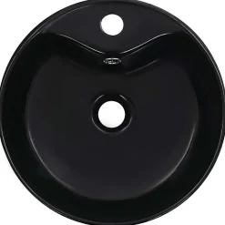 Lavabo|Home Maison Lavabo rond avec trop-plein (36x13 cm - Noir)