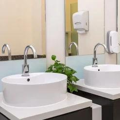 Vasque À Poser|ECD Germany Lavabo Ronde en Céramique, 460x460x155 mm, Blanc, avec Garniture de Vidage