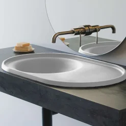 Poalgi Lavabo semi-encastré résine Wraitom 64x14,5x42 cm blanc série DAL