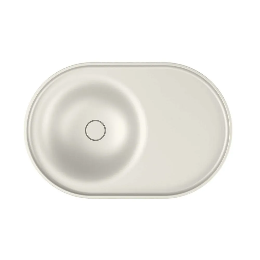 Poalgi Lavabo semi-encastré résine Wraitom 64x14,5x42 cm blanc marfil série DAL