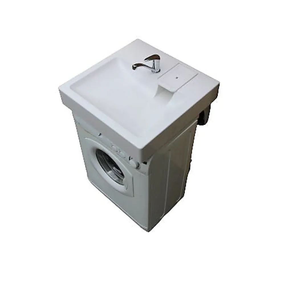 Plusdeplace Lavabo spécial Machine À Laver Gpm2 - Siphon déporté dans le coin - 47cm de profondeur libéré sous la vasque - Pour machine à lave