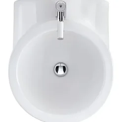 Sanindusa Lavabo suspendu cylindrique contemporain céramique traditionnelle WCA blanc (robinet non inclus)