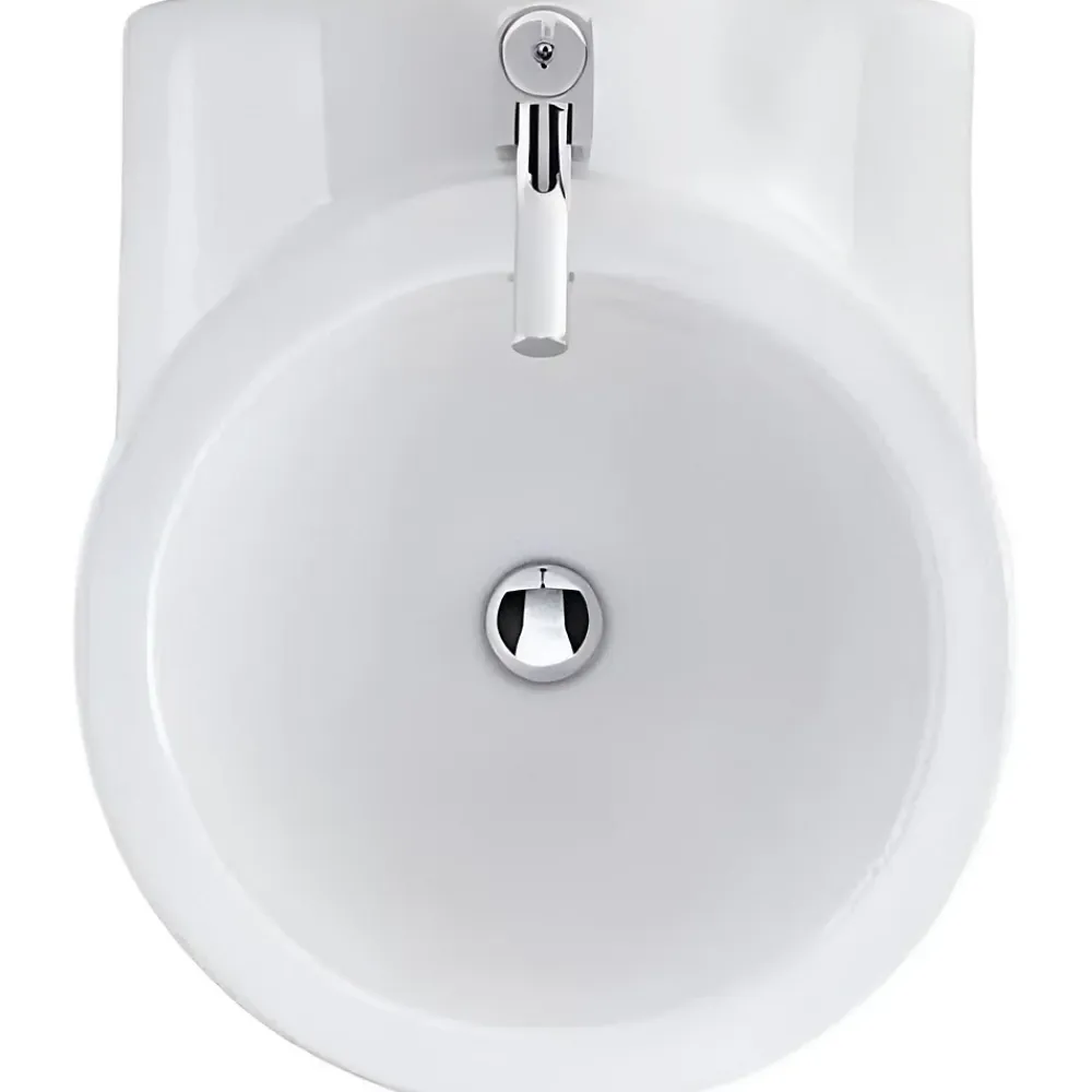 Sanindusa Lavabo suspendu cylindrique contemporain céramique traditionnelle WCA blanc (robinet non inclus)
