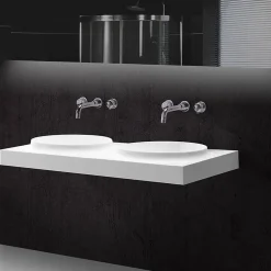 Rue Du Bain Lavabo Suspendu Double Vasque Moulées Solid surface Blanc 120cm Origin