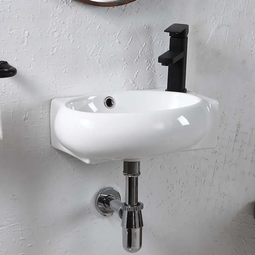 Lavabo|Poalgi Lavabo suspendu OVAL-W céramique 43x12x28 cm blanc