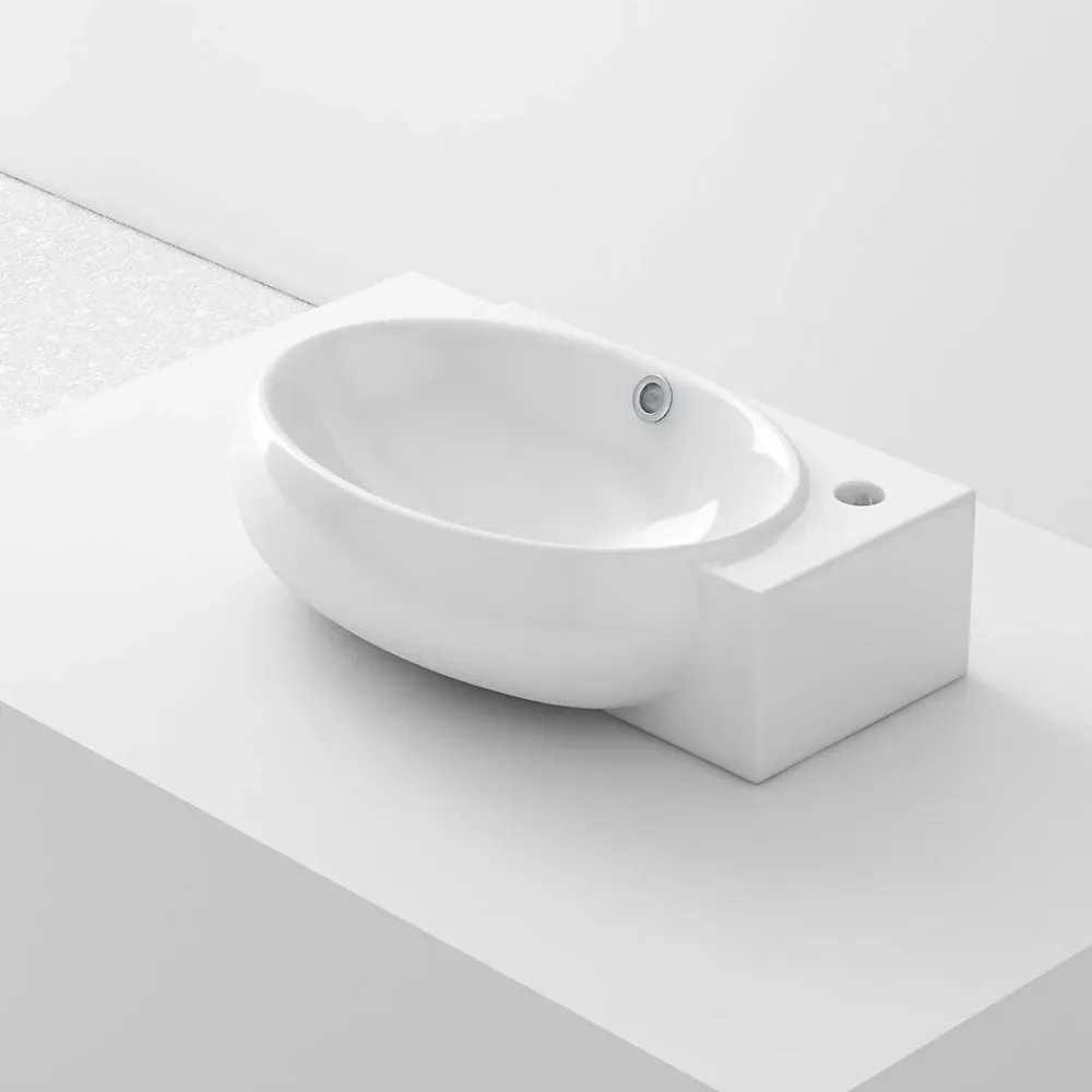 Lavabo|Poalgi Lavabo suspendu OVAL-W céramique 43x12x28 cm blanc