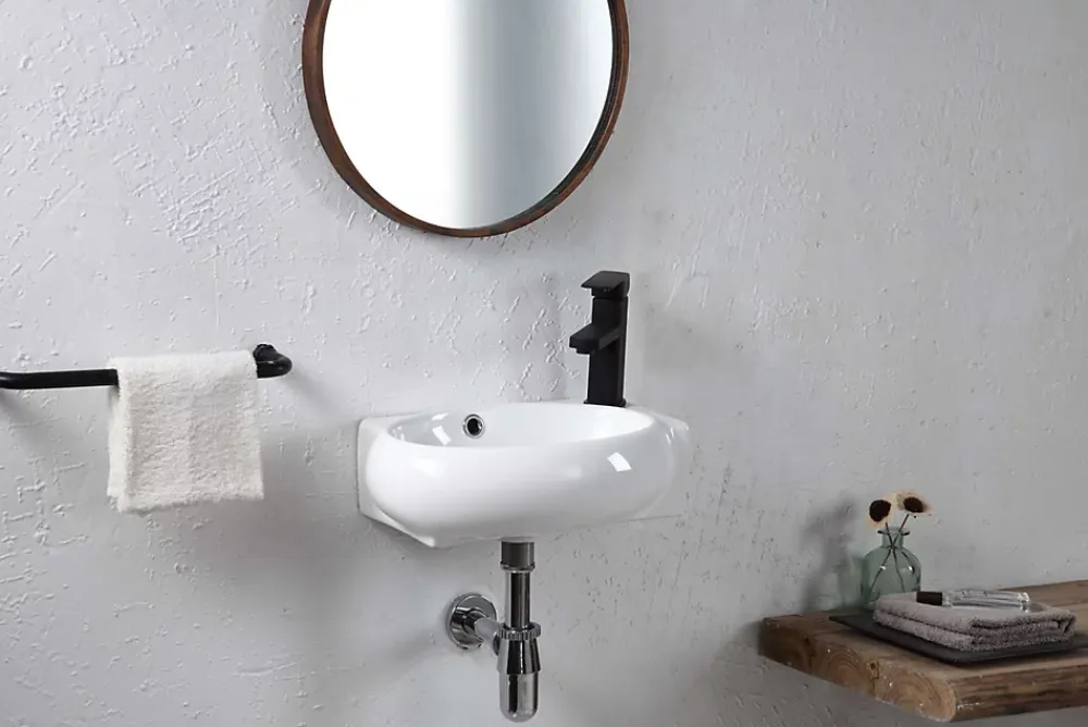 Lavabo|Poalgi Lavabo suspendu OVAL-W céramique 43x12x28 cm blanc