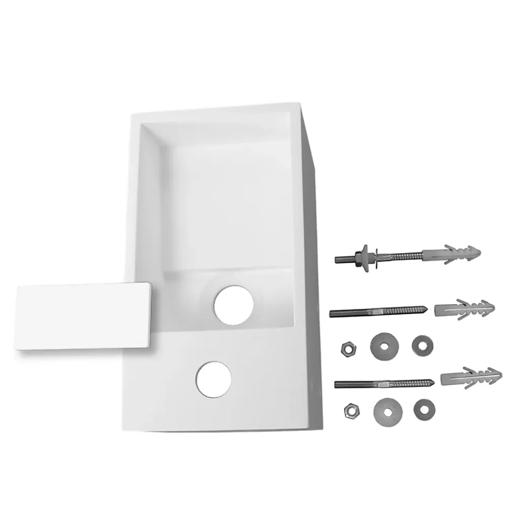 Lavabo|Bernstein Lavabo suspendu 33x18x20,5cm avec espace de rangement en résine de synthèse - blanc mat - PB2046