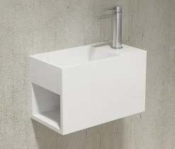 Lavabo|Bernstein Lavabo suspendu 33x18x20,5cm avec espace de rangement en résine de synthèse - blanc mat - PB2046