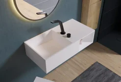 Bernstein Lavabo suspendu 80x40x20cm en fonte minérale avec espace de rangement - PB2037