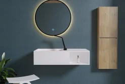 Bernstein Lavabo suspendu 80x40x20cm en fonte minérale avec espace de rangement - PB2037