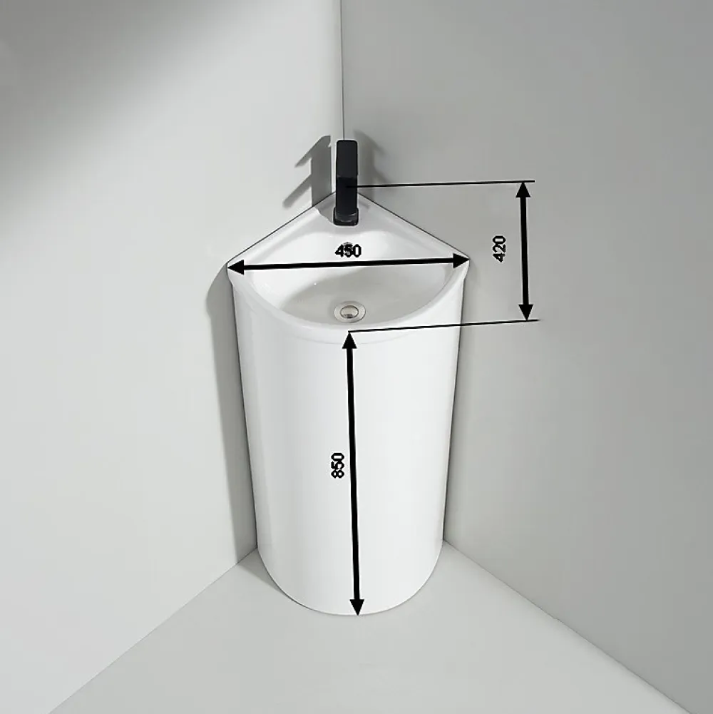 Rue Du Bain Lavabo Totem Angle 45x85 cm - Céramique - Laos