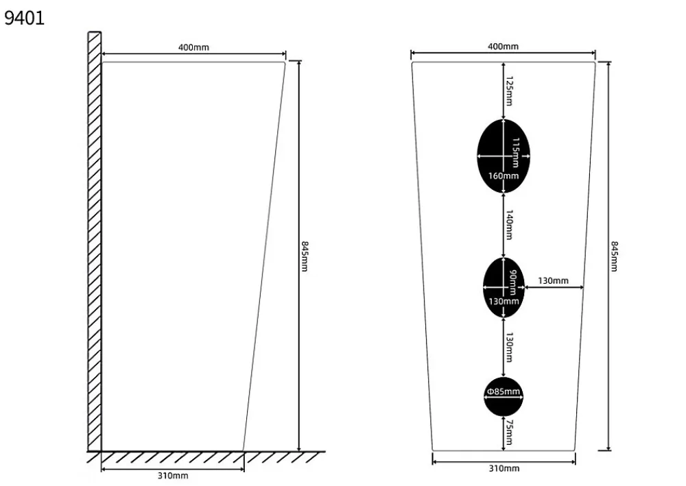 Lavabo|Dileci Lavabo Totem Design Rond et Épuré Noir Mat en Céramique H83 -