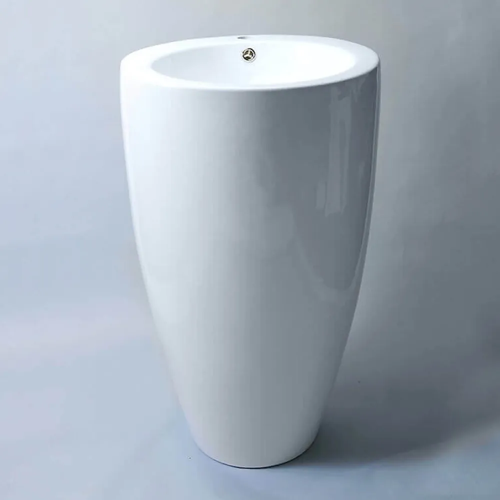Lavabo|Rue Du Bain Lavabo Totem Rond - Céramique Blanc - 50x85 cm - Ove