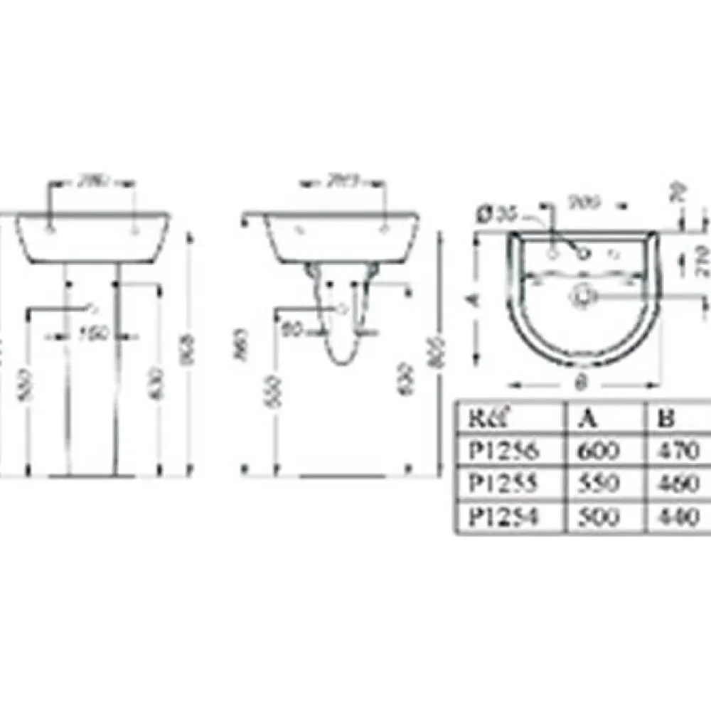 Porcher Lavabo ULYSSE 2 60x47cm en grès avec trop-plein - - Blanc - Sélection HLM