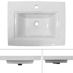 Vasque À Encastrer|ECD Germany Lavabo vasque a encastrer ceramique Evier encastré salle de bain 60x46x16 cm
