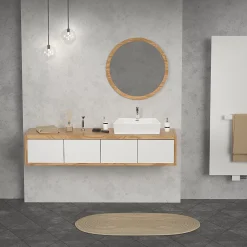 ECD Germany Lavabo vasque salle de bain en céramique suspendu / à poser angulaire 515x360mm