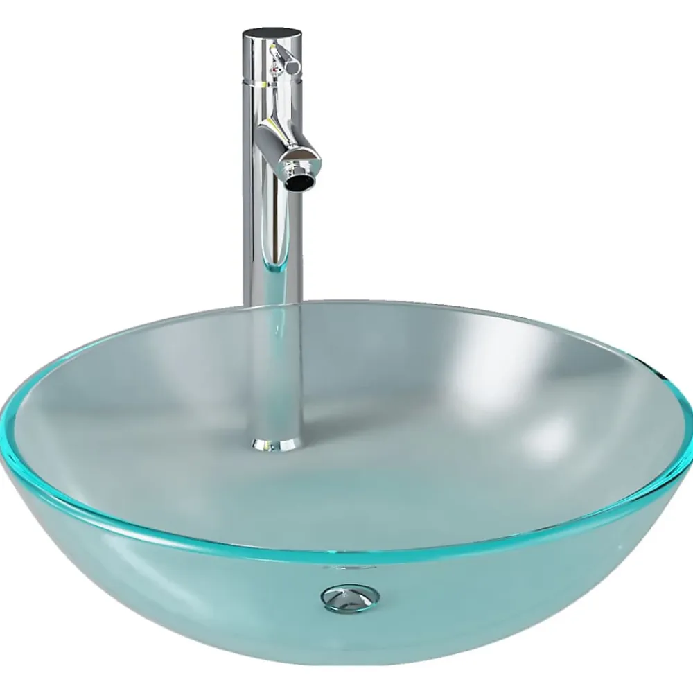 Lavabo|Helloshop26 Lavabo vasque salle de bain diamètre verre transparent