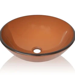 Lavabo|Helloshop26 Lavabo verre trempe marron lavabo vasque verre transparent
