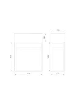 Jindoli Lave main 60 cm métal noir Aquafredo