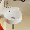 Lavabo|Lavaberg Lave main d'angle à suspendre Minéral Composite Blanc Brillant 38x38cm, H12,2cm, SAGA by Sanizéo