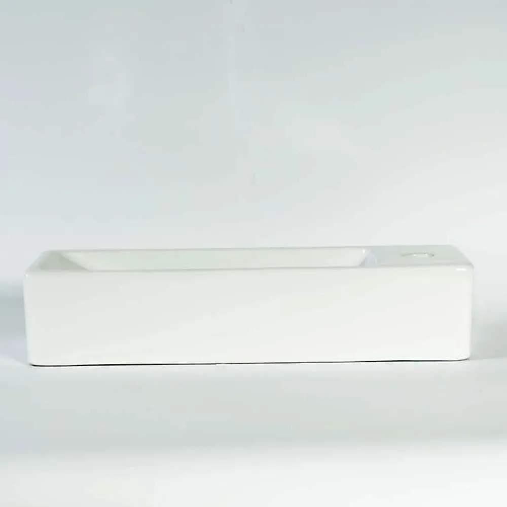 Rue Du Bain Lave main Rectangle Droite Céramique Blanc - 38x15 cm - Minimalist