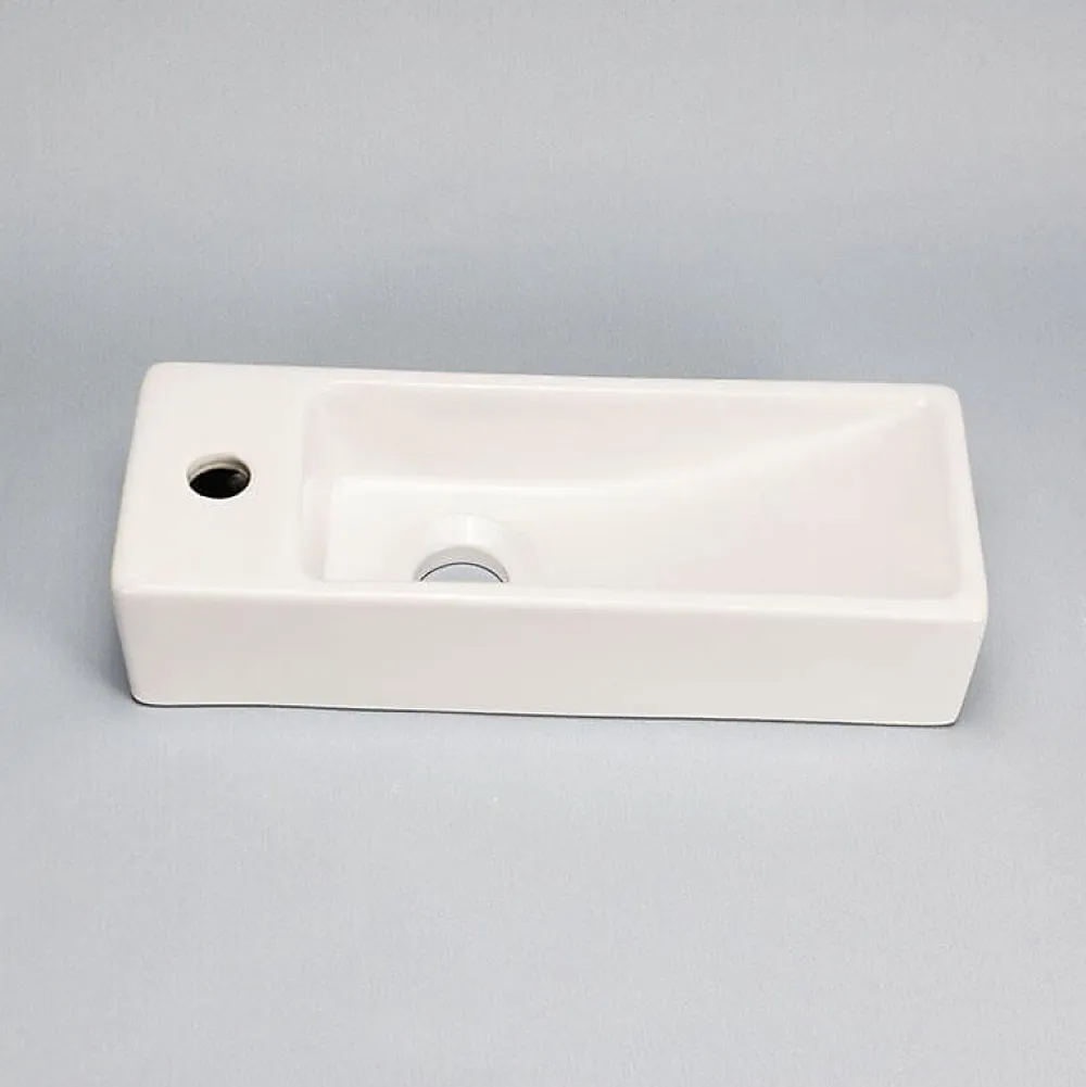 Lavabo|Rue Du Bain Lave main Rectangle Gauche Céramique Blanc 38x15 cm - Minimalist