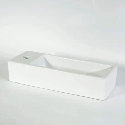 Lavabo|Rue Du Bain Lave main Rectangle Gauche Céramique Blanc 38x15 cm - Minimalist