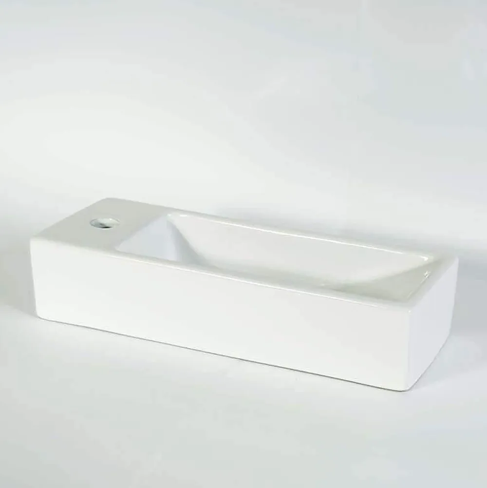 Lavabo|Rue Du Bain Lave main Rectangle Gauche Céramique Blanc 38x15 cm - Minimalist