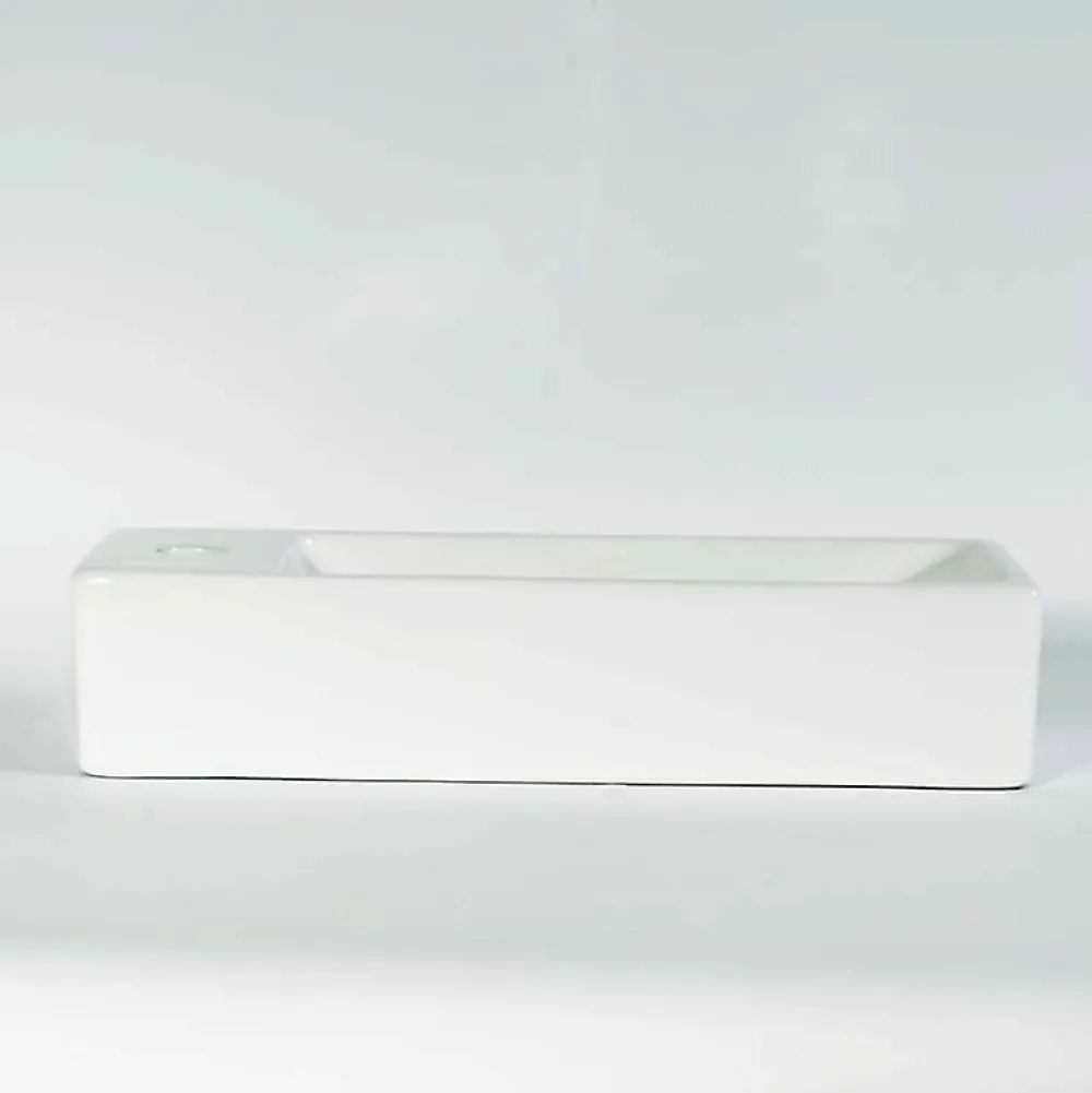 Lavabo|Rue Du Bain Lave main Rectangle Gauche Céramique Blanc 38x15 cm - Minimalist