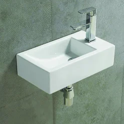 Lavabo|Rue Du Bain Lave main Rectangulaire Droite - Céramique Blanc - 46x26 cm - Studio