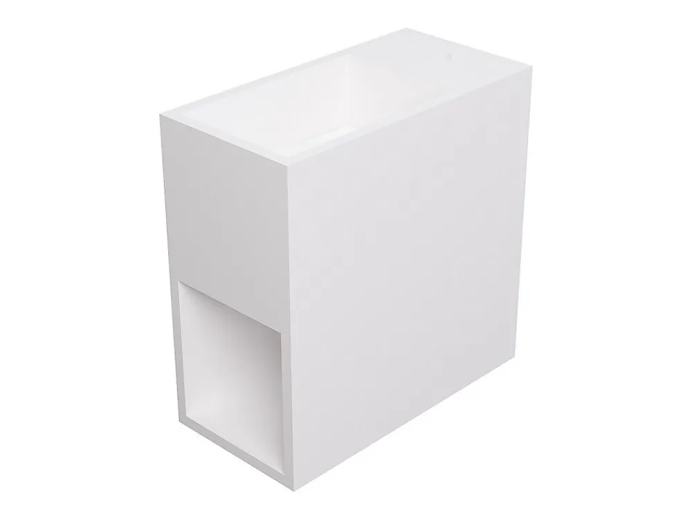 Vente-unique Lave main suspendu blanc en solid surface avec niche - Robinetterie à droite - 40 cm - PUMORI