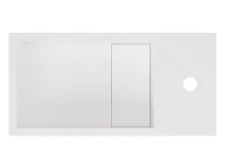 Vente-unique Lave main suspendu blanc en solid surface avec niche - Robinetterie à droite - 40 cm - PUMORI