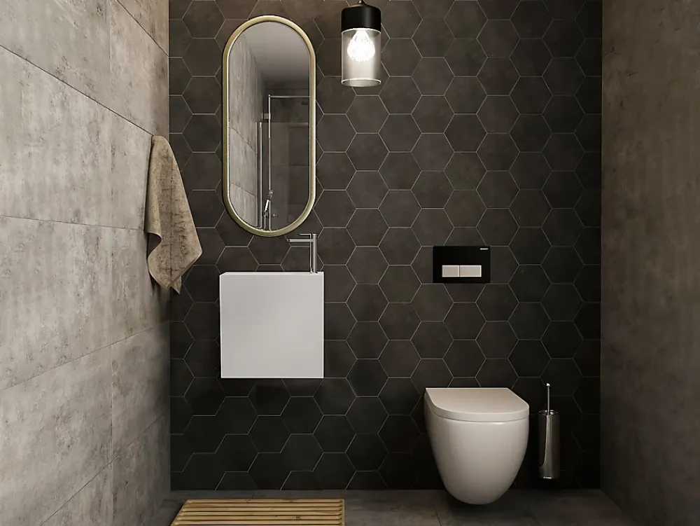 Vente-unique Lave main suspendu blanc en solid surface avec niche - Robinetterie à droite - 40 cm - PUMORI