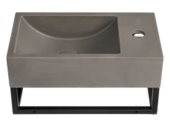 Lavabo|Vente-unique Lave main suspendu en béton avec support - Robinetterie à droite - L40 x l22 cm - UCHAMI