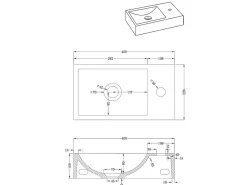 Lavabo|Vente-unique Lave main suspendu en béton avec support - Robinetterie à droite - L40 x l22 cm - UCHAMI