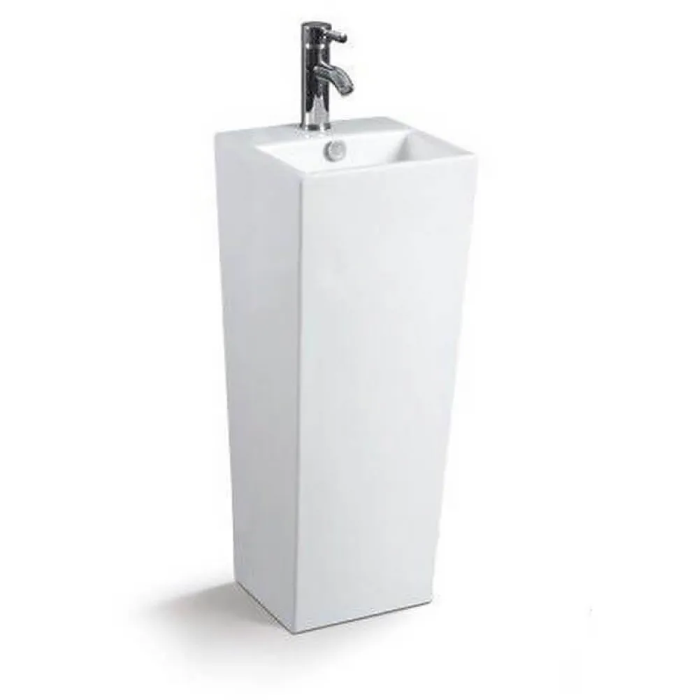 Lavabo|Rue Du Bain Lave Main Totem Carré - Céramique Blanc - 33x84 cm - Line